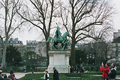 statue of Charlemagne in front of the Notre-Dame cathedral in Paris