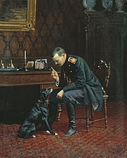 Офицер с собакой (1886)Донецкий областной художественный музей