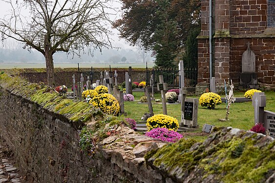Old graveyard around the church in Langdorp Belgium