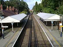 Oxshott on the New Guildford line. Oxshott station 2009.jpg