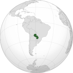 Lokalizacja Paragwaju (ciemnozielony) w Ameryce Południowej (szary)