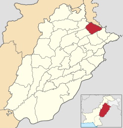 Karte von Pakistan, Position von Distrikt Gujrat hervorgehoben