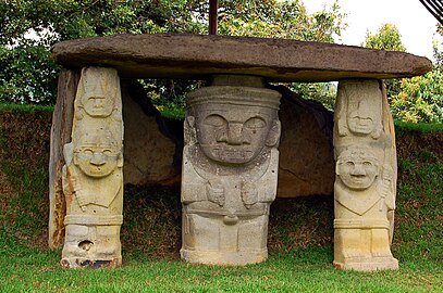 San Agustín Archaeological Park (UNESCO World Heritage Site), contains the largest collection of religious monuments and megalithic sculptures in Latin America[10] and is considered the world's largest necropolis.