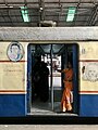 Passanger at the train station in Mumbai