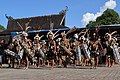 Bahasa Indonesia: Pasukan laki-laki Dayak Kenyah dalam acara Festival Budaya Dayak Kenyah pada 18-20 Juni 2018 di halaman Lamin Adat Pemung Tawai kelurahan Budaya Pampang, Kota Samarinda, Kalimantan Timur.