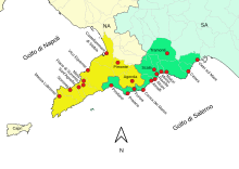 Mappa dei comuni della Penisola Sorrentina