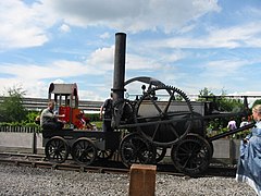1804 locomotive de Pen-y-Darren, par Richard Trevithick. Première traction mécanique d'un train.
