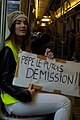 Yellow vest for "Pepe le pew" 's resignation as President of France in the parisian subway