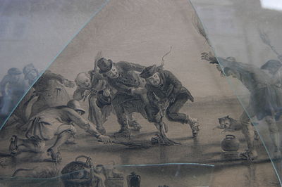 Photo of part of an engraving after Sir George Harvey P.R.S.A. (1806-1876) by William Howison A.R.S.A. (1798-1850), Curlers, 1838, on chine appliqué, published by A. Hill, Edinburgh, 1838. (photographed in March 2014).jpg