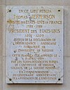 Plaque en hommage à Thomas Jefferson au 92, avenue des Champs-Élysées.