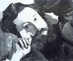 Frédéric Bazille Portrait d'Alfred Sisley (1867-1868) ancienne Collection Wildenstein détruit durant la Seconde Guerre mondiale[15]