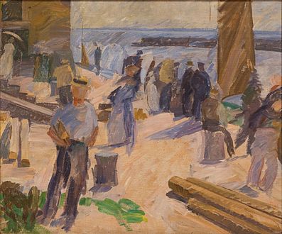 Edvard Weie: Postbåden kommer til Christiansø, 1920. Statens Museum for Kunst