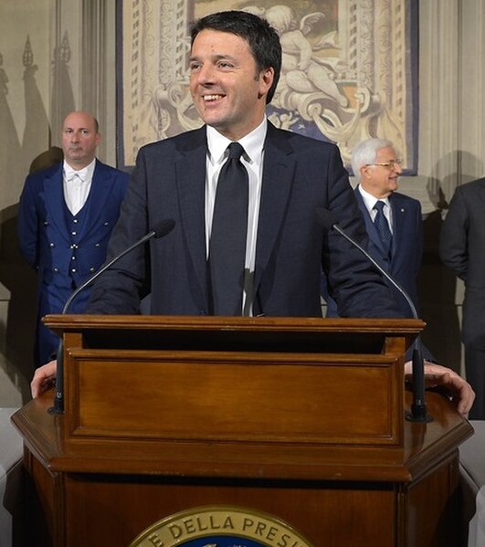 Renzi announcing the formation of the Renzi Cabinet