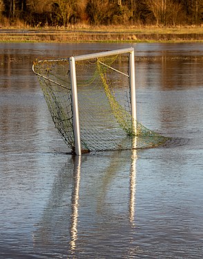 Football goal in the 2022 flood near Rattelsdorf