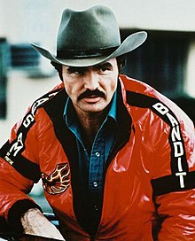 Reynolds in 1980 wearing the Bandit jacket used in Smokey and the Bandit II