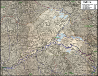 Karte des Deutschen Reiches 1:100.000 des heutigen Halterner Gebietes Ende des 19. Jahrhunderts;alle nebenstehenden Ortsteile kamen erst 1975 zur Stadt Haltern