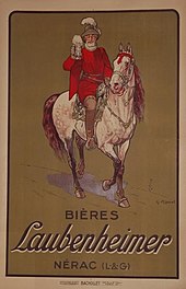 Marque de bière fabriquée à Nérac dans les années 1920 (affiche de Georges Ripart, Musée du château de Pau).