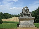 Statue of Lion and Horse about 85m north of Rousham Park and at north end of bowling green Rousham Gardens, 'Lion attacking Horse' - geograph.org.uk - 1180677.jpg