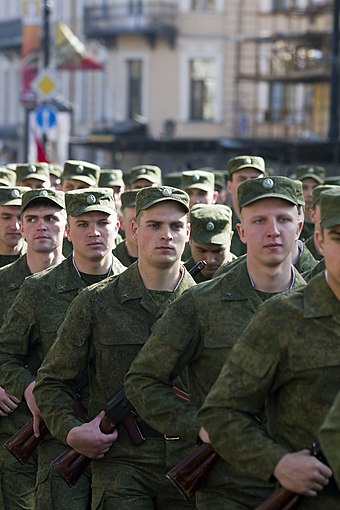 Russian soldiers on parade in Saint Petersburg in 2014