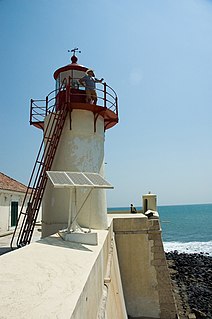 São Sebastião Lighthouse lighthouse in the fortress on the point of Ana Chaves Bay in São Tomé, São Tomé and Príncipe