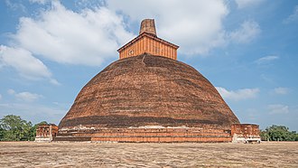 The ancient Jetavanaramaya stupa of Anuradhapura in Sri Lanka is one of the largest brick structures in the world. SL Anuradhapura asv2020-01 img24 Jetavanaramaya Stupa.jpg