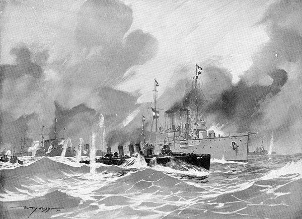 Painting showing SMS Zenta and SMS Ulan in the Battle of Antivari