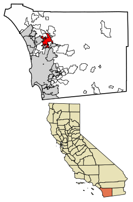Location of Escondido in San Diego County, California