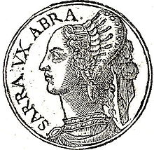 Sarah, as depicted on Promptuarii Iconum Insigniorum by Guillaume Rouille Sara-filia Aran.jpg