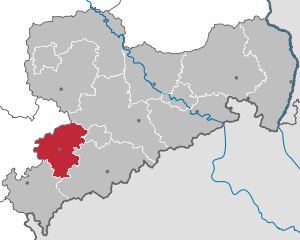 Li position de Subdistrict Zwickau in Saxonia