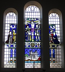 The east window of the Church of St Thomas More, Seaford, East Sussex Seaford glass 3.jpg