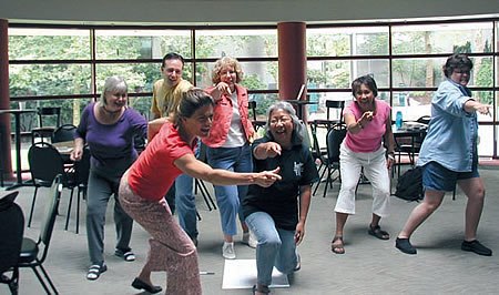 "Bringing Theatre into the Classroom" participants work on integrating tableaux into their lesson plans.