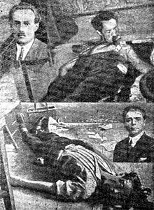 Police photos of murdered secretaries of the Young Communist League, Janko Misic and Mijo Oreski, who were killed in a standoff with police on 27 July 1929 in Samobor. Sekretari Skoja.jpg