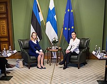 Prime Minister Sanna Marin and Prime Minister of Estonia Kaja Kallas in 2022 Seminar on cooperation between Finland and Estonia 15.11.2022 (52501795488).jpg