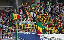 Senegalese football fans at the 2018 FIFA World Cup in Russia Senegal fans Russia 2018.jpg