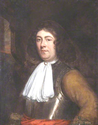 Sir John Chichester (1598-1669) of Hall, dressed in Civil War armour. English School c.1650, National Trust, Arlington Court collection, Devon, ref:987416. Bequeathed by Miss Rosalie Chichester of Arlington Court, 1949 SirJohnChichester(1598-1669)OfHall.png