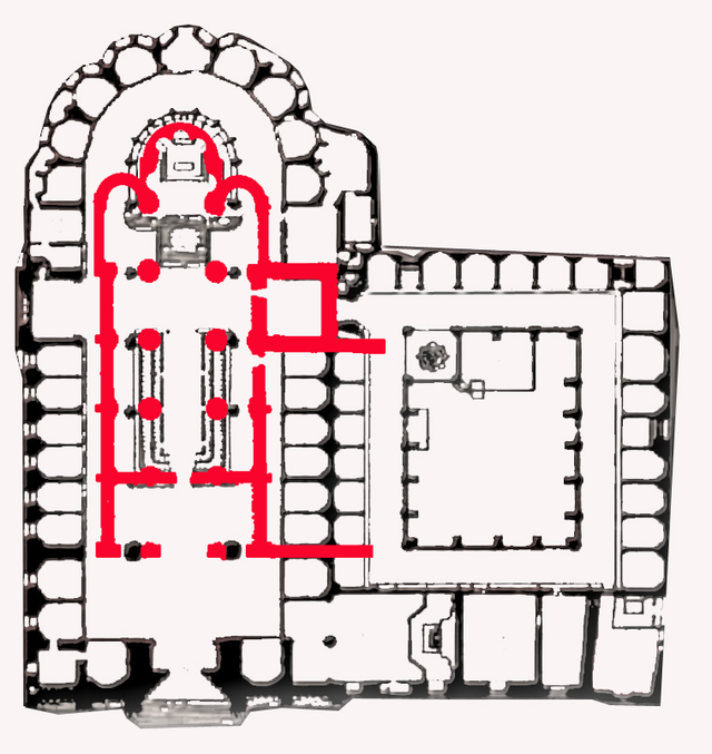 Situació de la catedral romànica de Barcelona respecte l'actual