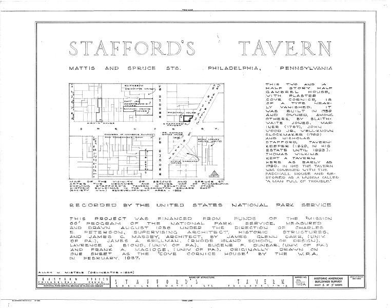 File:Stafford's Tavern, Spruce and Mattis Streets, Philadelphia, Philadelphia County, PA HABS PA,51-PHILA,276A- (sheet 2 of 5).tif