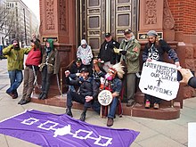 Activists with Iroquois flag at Dakota Access Pipeline protests Standwithstandingrock 3100250.jpg