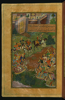 Sultan Muhammad Vays offers Babur a healthy horse to replace his ailing one. Sultan Muhammad Vays offers Babur a healthy horse to replace his ailing one.jpg