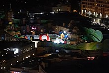A view of the condensed Hollywood iteration of the land at night Super Nintendo World (Universal Studios Hollywood) construction 5.jpg