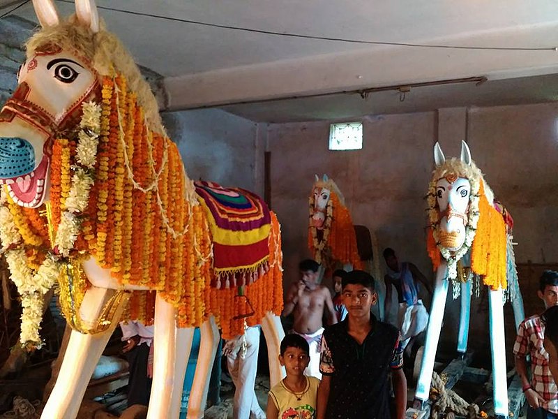 File:THREE WOODEN HORSES FOR CARRYING LOCAL DIETIES DURING THIS FESTIVAL.jpg