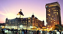 A night view of The Taj Mahal Palace Hotel