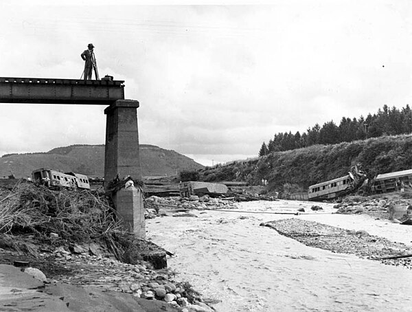 The destroyed bridge after the disaster