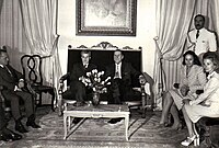 Juan and Isabel Perón with Nicolae and Elena Ceaușescu during their state visit to Argentina on 6 March 1974.