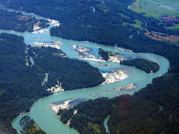 Part of the river Ticino, south of Milan-Malpensa Airport in Italy.