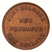 Token - 1 Penny, John Gilmour, New Plymouth, New Zealand, circa 1866, obverse (cropped).jpg
