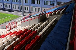 The segregated away section in the Colin Hutton North Stand at Sewell Group Craven Park, Kingston upon Hull.