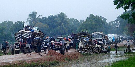 Civilians being displaced as a result of the Sri Lanka Army's military offensive. January 2009.