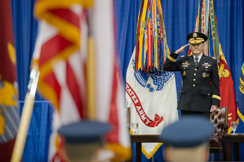 File:U.S. Army Gen. Martin E. Dempsey, the chairman of the Joint Chiefs of Staff, salutes during a U.S. Strategic Command change of command ceremony at Offutt Air Force Base, Neb., Nov. 15, 2013 131115-D-KC128-307.jpg
