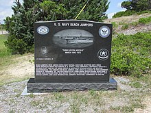 Beach Jumpers monument at Ocracoke Island, North Carolina U.S. Navy Beach Jumpers monument, Ocracoke Island, image 1.jpg